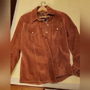 Woman's genuine suede jacket. Size med. Color burnt Seiana or rust brown.